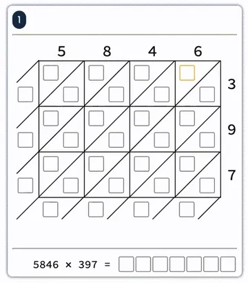 Multiplying the Digits - Step 1 of Lattice Multiplication