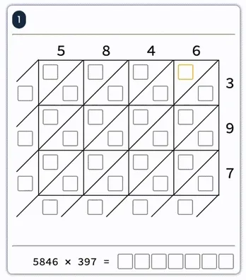 Multiplying the Digits - Step 1 of Lattice Multiplication