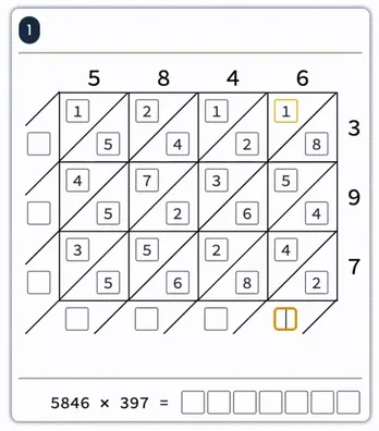 Carrying over and summing - Step 2 of Lattice Multiplication
